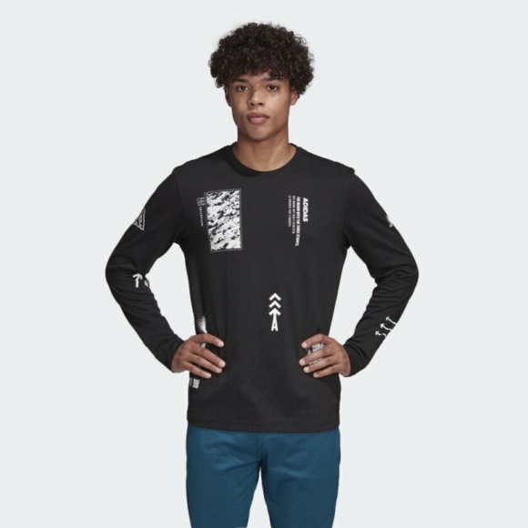 ADIDAS SPORTSWEAR ID GRAPHIC MASHUP ICON RACING LONG SLEEVE TEE MEN'S SIZE XS - Picture 3 of 5